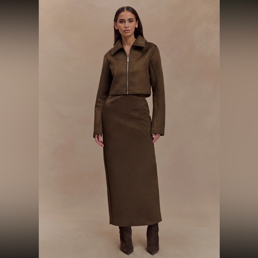 MESHKI - Hayes Faux Suede Maxi Skirt & Jacket